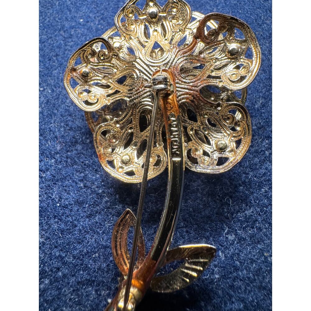 Vintage Sarah Coventry Rhinestone Flower Statement Brooch - Picture 6 of 6